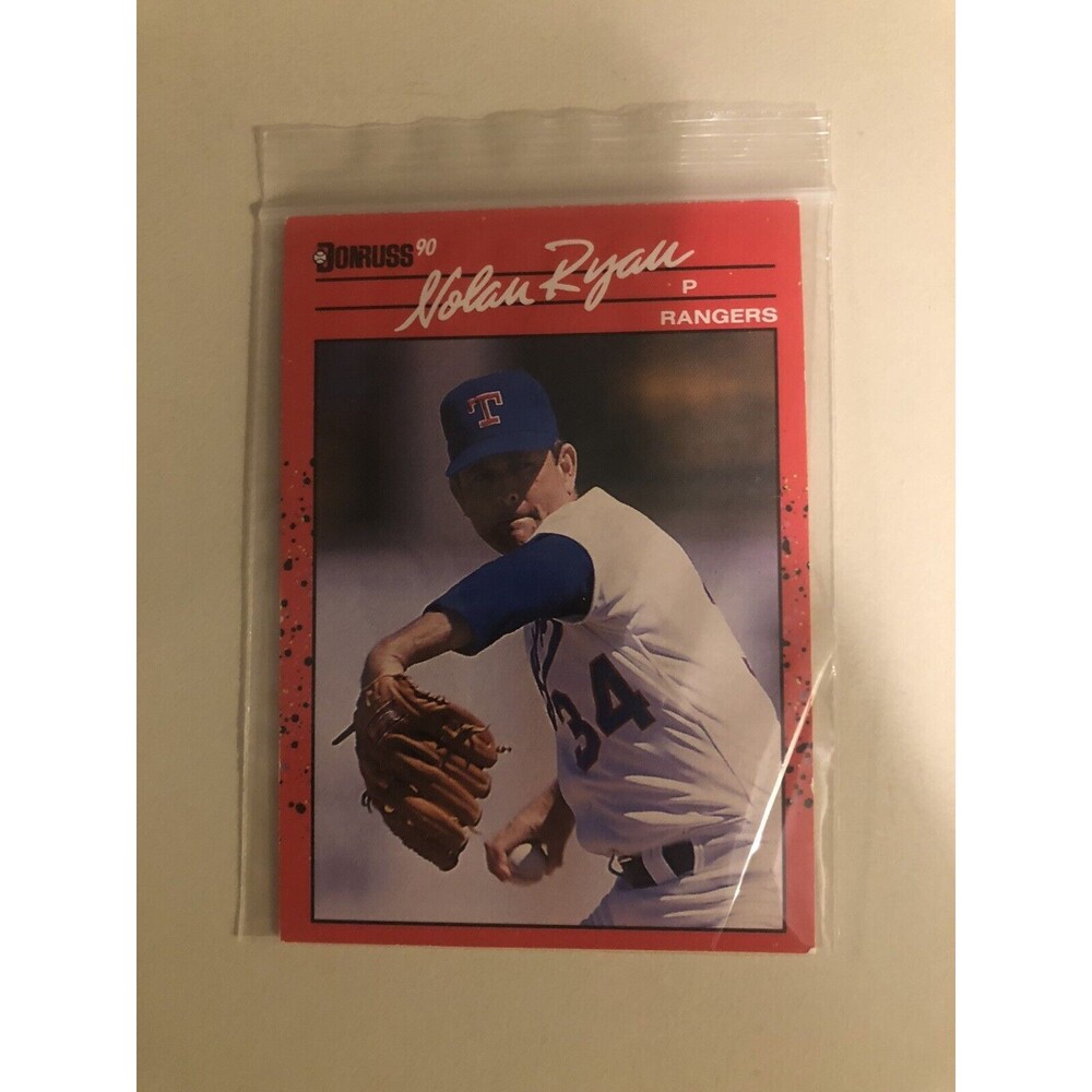 1990 Nolan Ryan ERROR #166 DONRUSS Texas Rangers Baseball card NO DOT Vintage